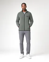 StringKing Men's Polartec Fleece Full Zip with Pockets - Sharp Fit, Avenue Green, Full Front - Human Model