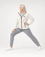 StringKing Women's Polartec Fleece Full Zip Hoodie with Pockets - Relaxed Fit, Jet Stream, Full Front Angle - Human Model