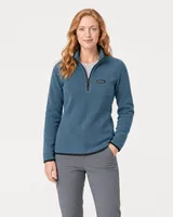 StringKing Women's Polartec Fleece Quarter Zip - Sharp Fit, Indian Teal, Full Front - Human Model - Top of head to Knees