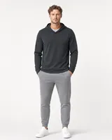 StringKing Men's StayCool Hoodie - Relaxed Fit, Black, Full Front - Human Model - Top of head to Knees