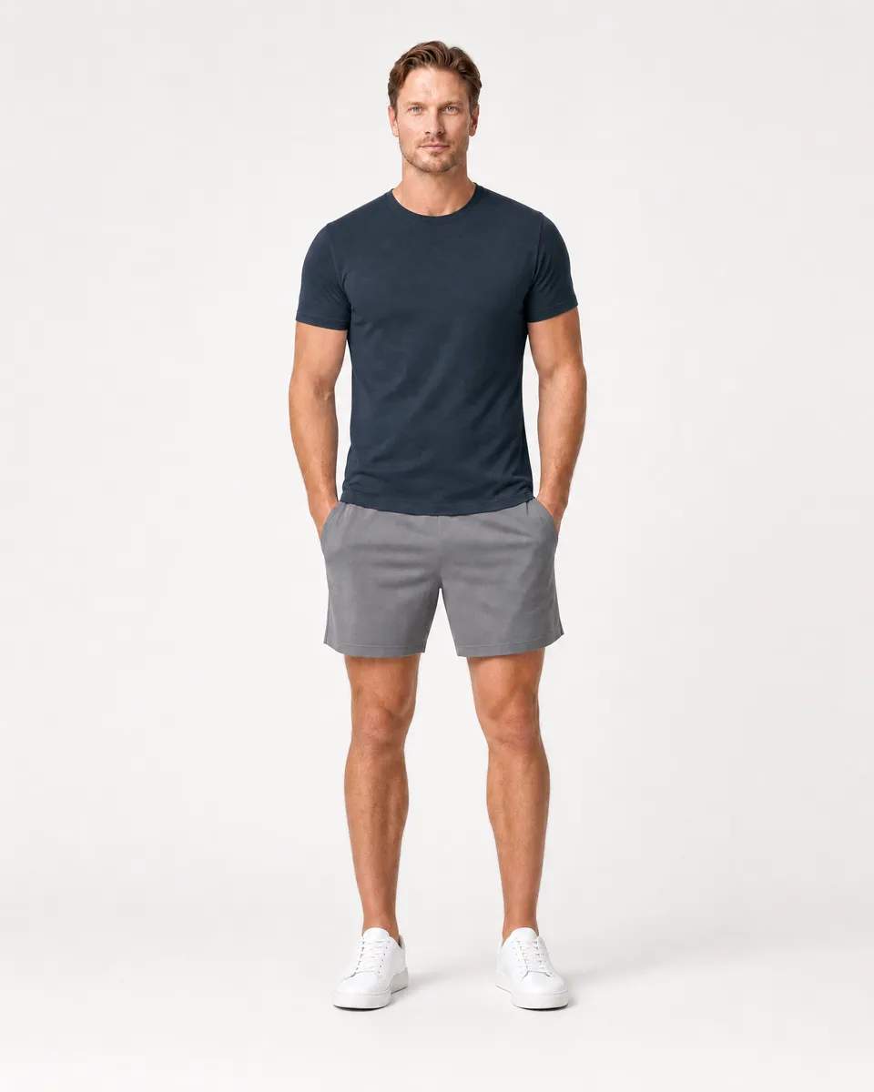 StringKing Men's Pima Terry Tee - Sharp Fit, Navy, Full Front - Human Model