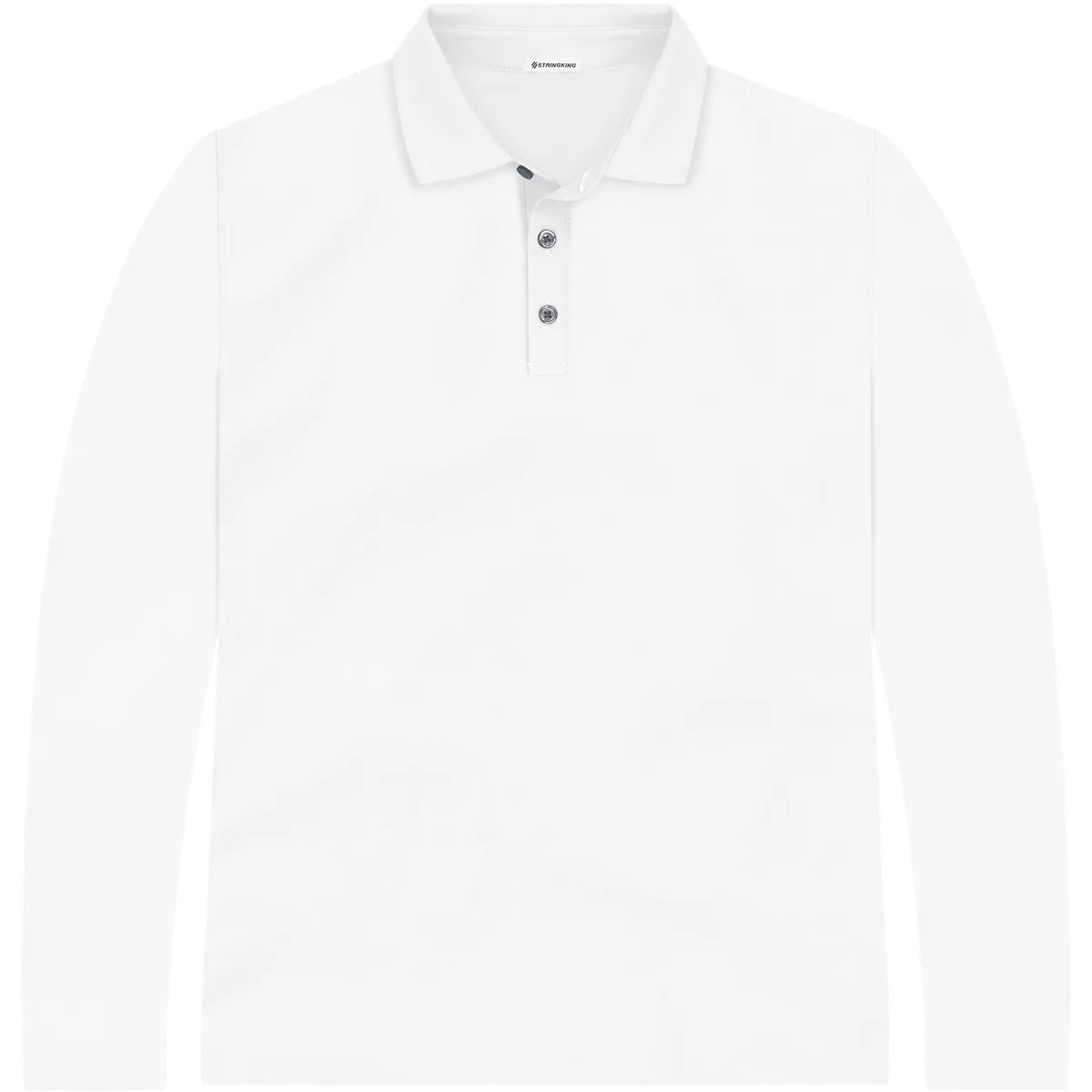 StringKing Men's StayCool Long Sleeve Polo - Relaxed Fit, White, Front