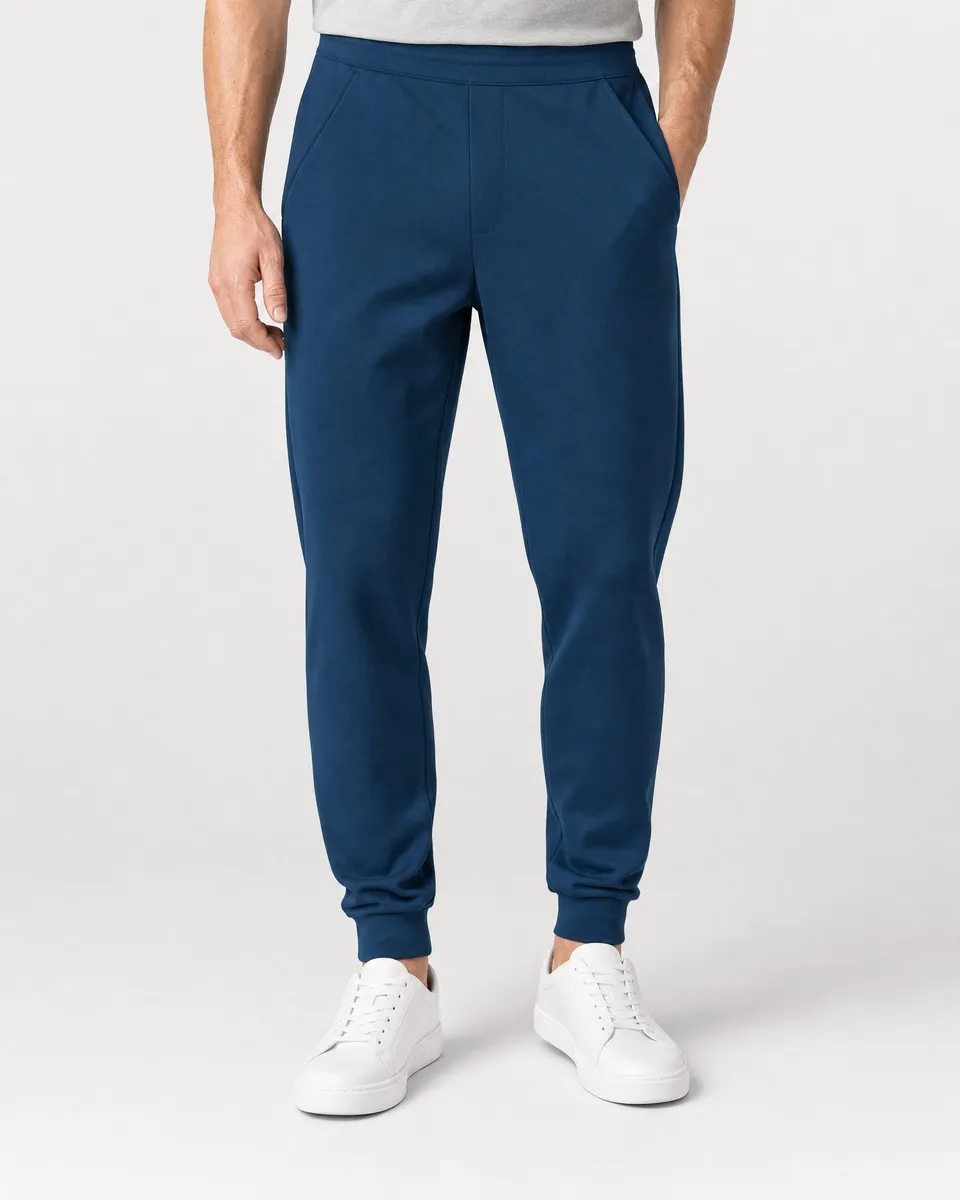 StringKing Men's StayWarm Joggers - Relaxed Fit, Navy Blue, Full Front - Human Model - Waist to Feet