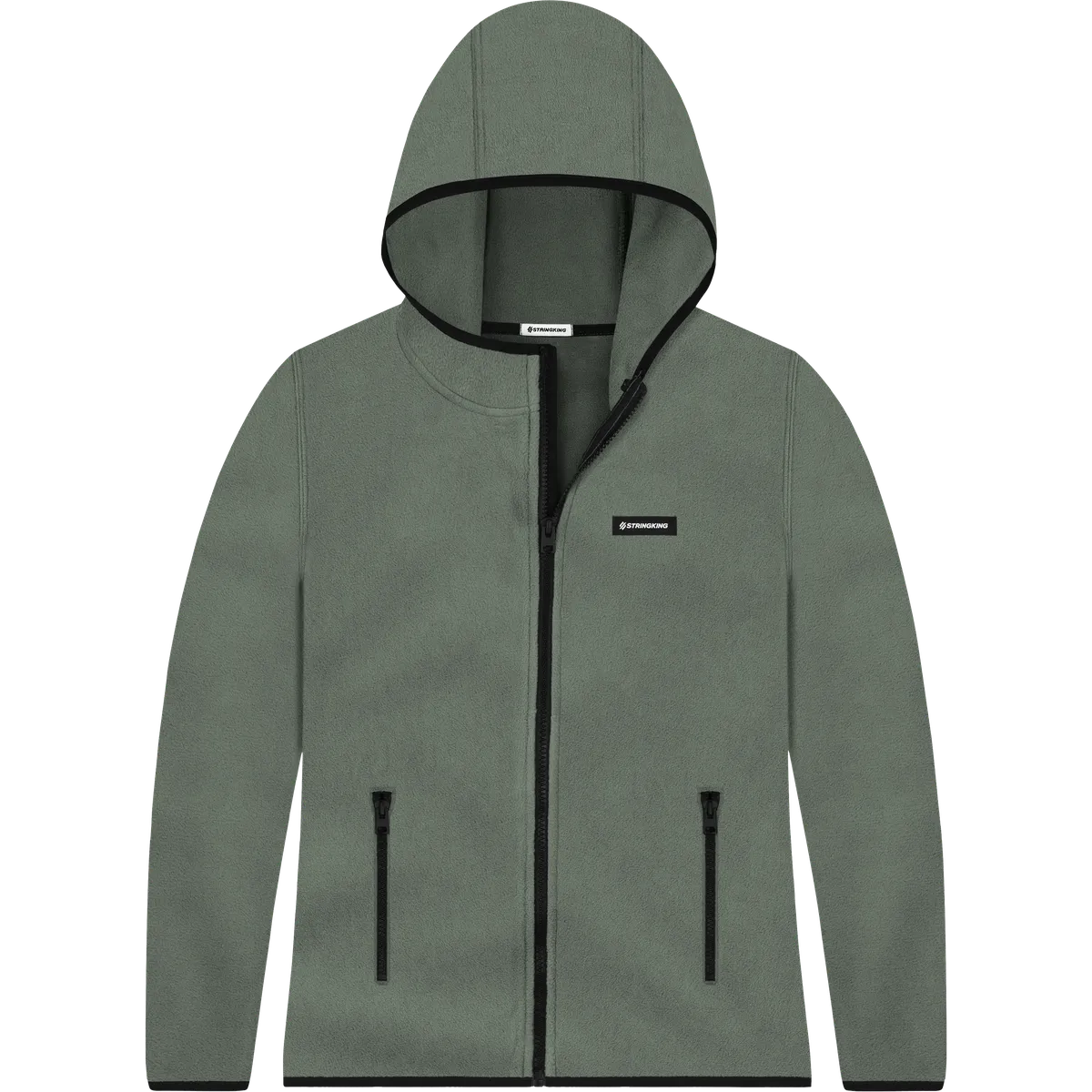 StringKing Women's Polartec Fleece Full Zip Hoodie with Pockets - Relaxed Fit, Avenue Green, Front