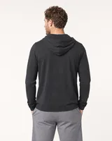 StringKing Men's StayCool Hoodie - Relaxed Fit, Black, Full Back - Human Model - Top of head to Mid-thigh