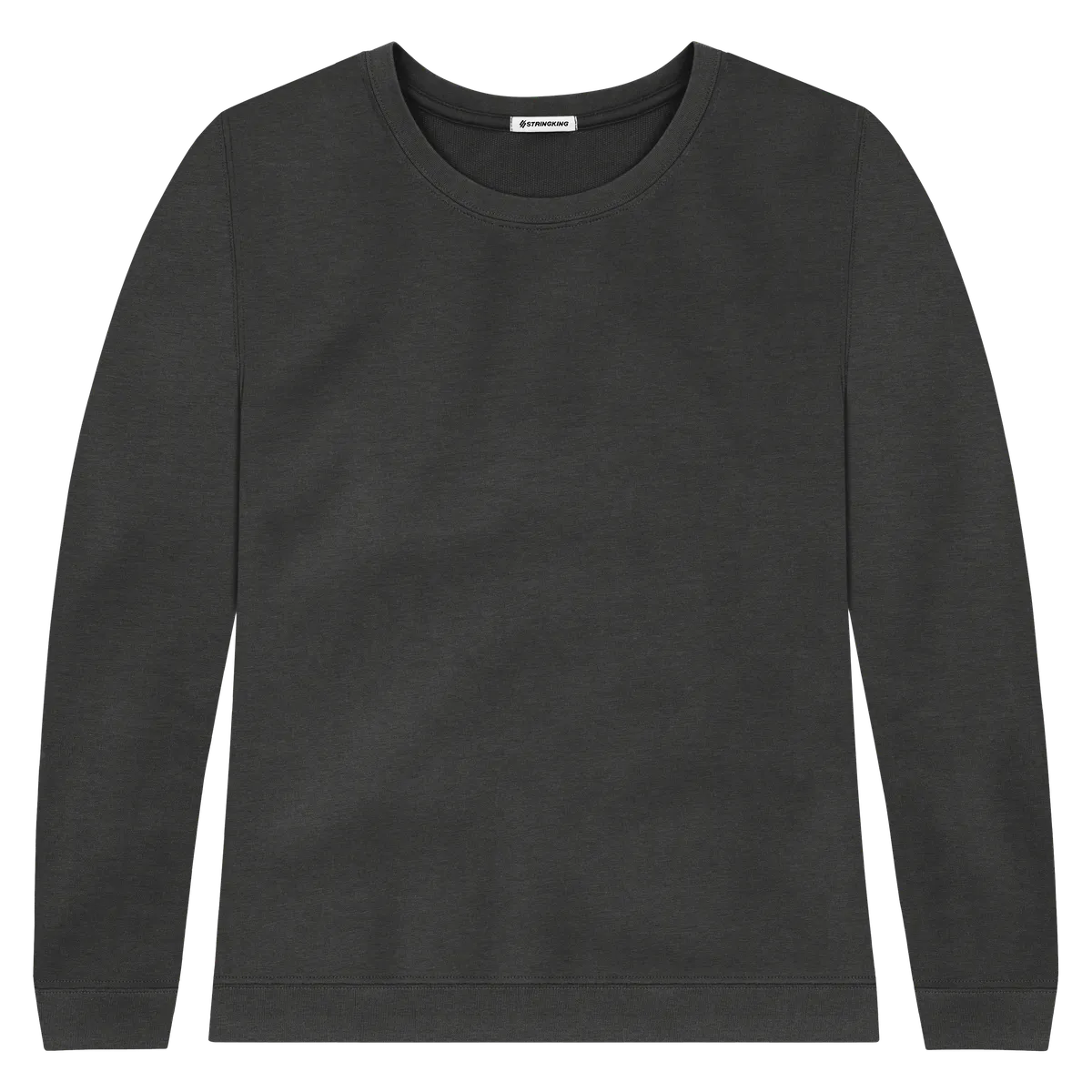StringKing Women's Pima Cotton Crewneck Sweatshirt - Relaxed Fit, Black, Front