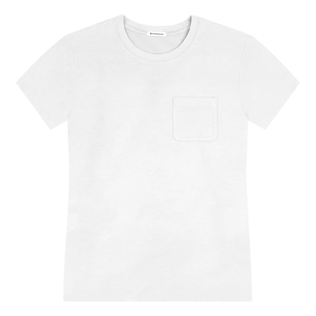StringKing Men's Pima Cotton Short Sleeve Pocket Crewneck T-Shirt - Sharp Fit, White, Front