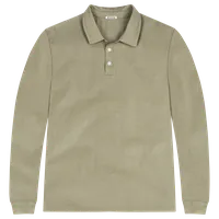 StringKing Men's Pima Cotton Long Sleeve Polo - Sharp Fit, Warm Khaki, Front