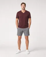 StringKing Men's Pima Jersey V-Neck Tee - Sharp Fit, New Maroon, Full Front - Human Model