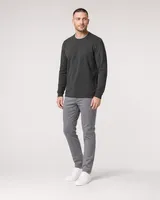 StringKing Men's Pima Terry Crew Sweater - Sharp Fit, Peat, Full Front Angle - Human Model