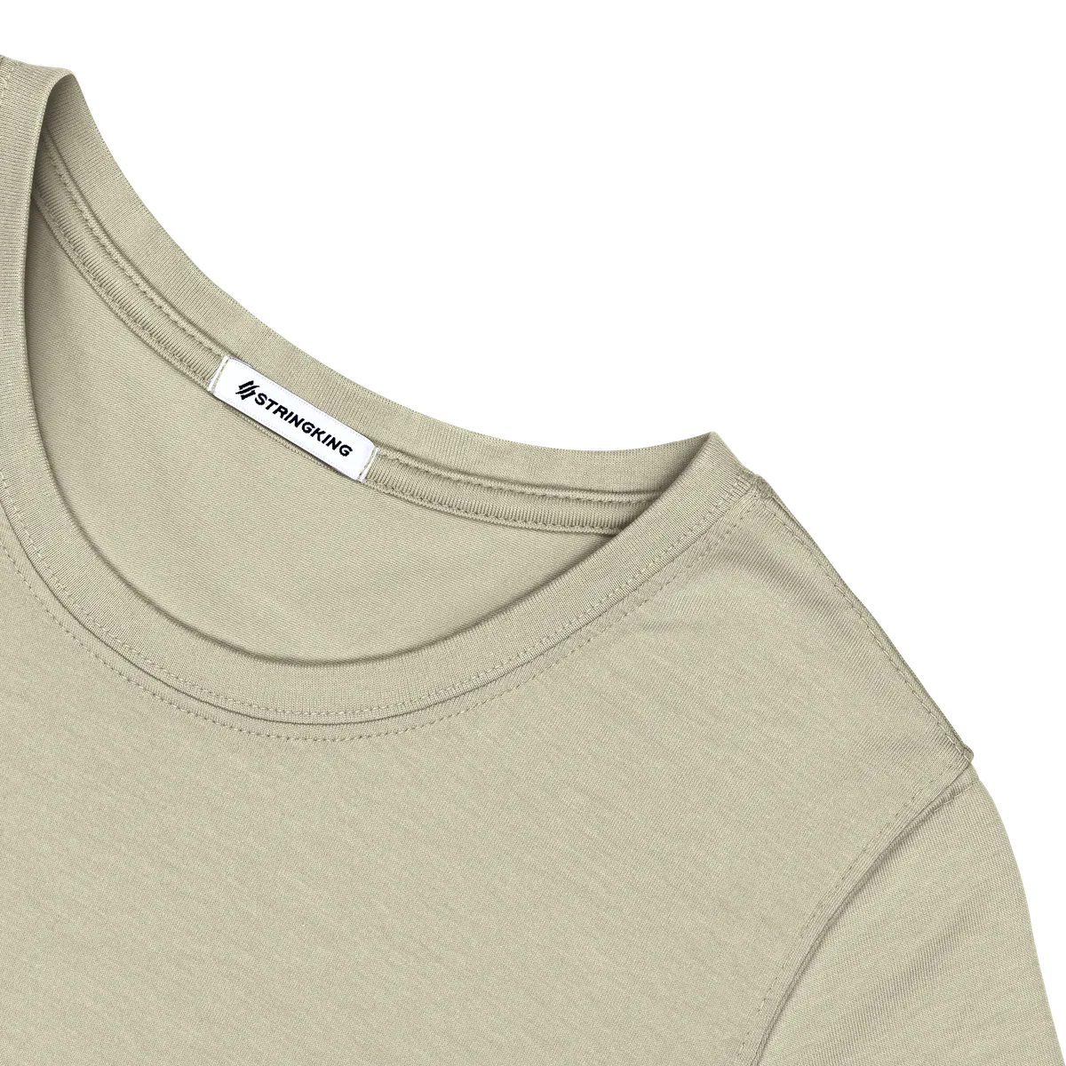StringKing Women's Pima Cotton Short Sleeve Crewneck T-Shirt - Sharp Fit, Khaki Green, Detail