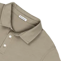 StringKing Men's Pima Cotton Short Sleeve Polo - Relaxed Fit, Warm Khaki, Detail