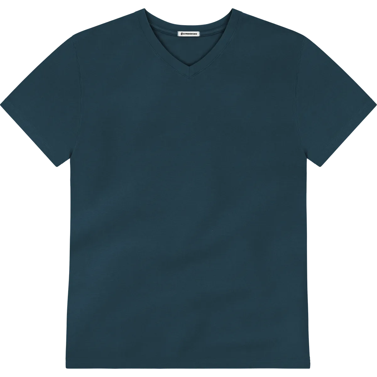 StringKing Men's Pima Jersey V-Neck Tee - Relaxed Fit, Navy, Front