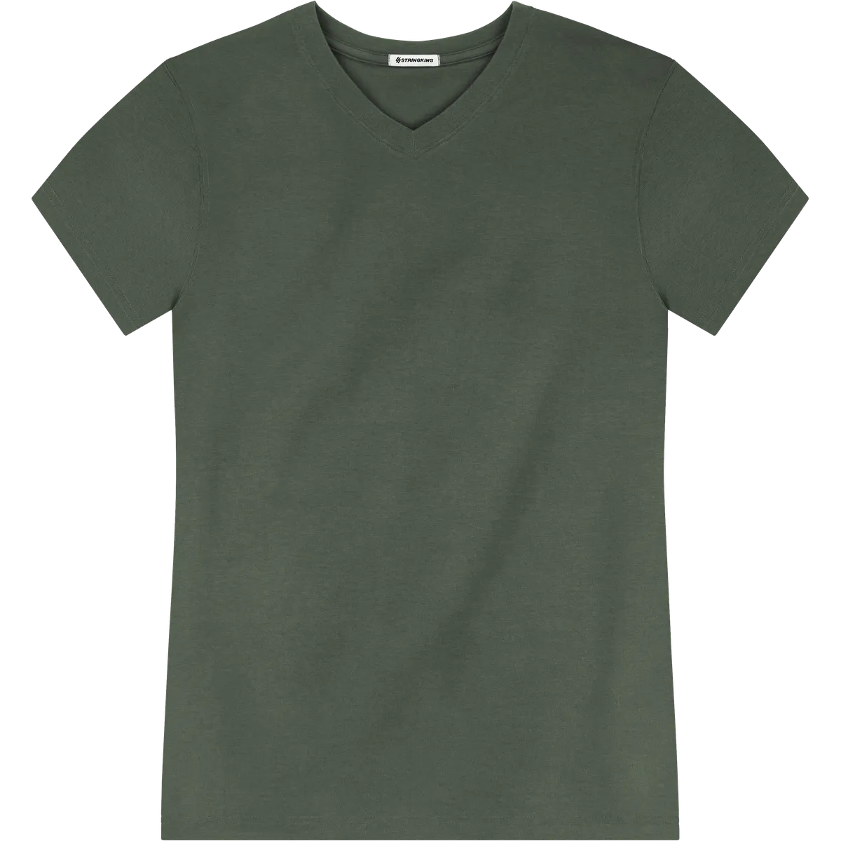 StringKing Men's Pima Jersey V-Neck Tee - Sharp Fit, Moss, Front