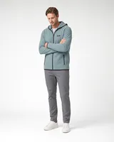 StringKing Men's Polartec Fleece Full Zip Hoodie with Pockets - Relaxed Fit, Slate, Full Front Angle - Human Model