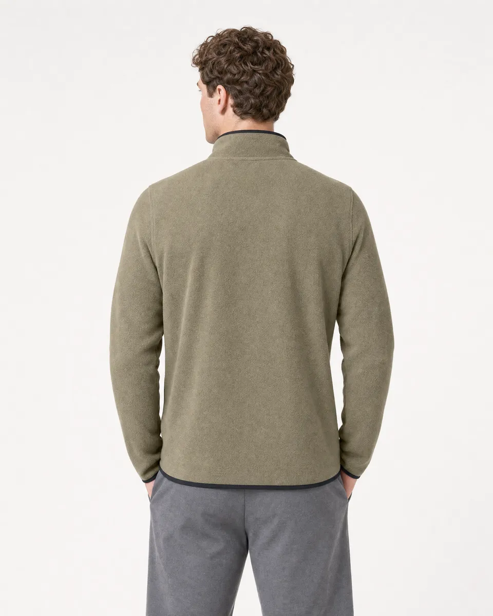 StringKing Men's Polartec Fleece Quarter Zip with Pockets - Sharp Fit, Mermaid, Full Back - Human Model - Top of head to Mid-thigh