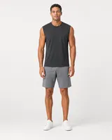 StringKing Men's StayWarm Tank Top - Relaxed Fit, Black, Full Front - Human Model - Top of head to Knees
