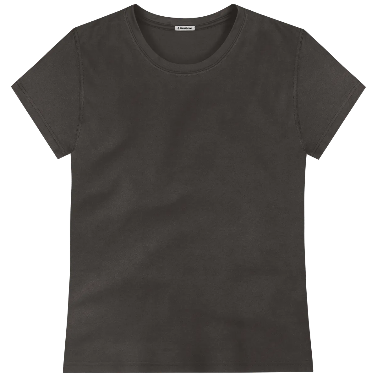 StringKing Women's FlexTech Short Sleeve Crewneck T-Shirt - Relaxed Fit, Charcoal, Front