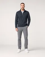 StringKing Men's Pima Terry Quarter Zip - Sharp Fit, Navy, Full Front - Human Model
