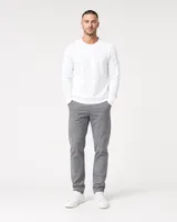 StringKing Men's Pima Terry Crew Sweater - Relaxed Fit, White, Full Front - Human Model