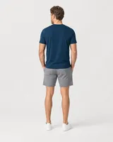 StringKing Men's StayWarm Tee - Sharp Fit, Navy Blue, Full Back - Human Model - Top of head to Mid-thigh