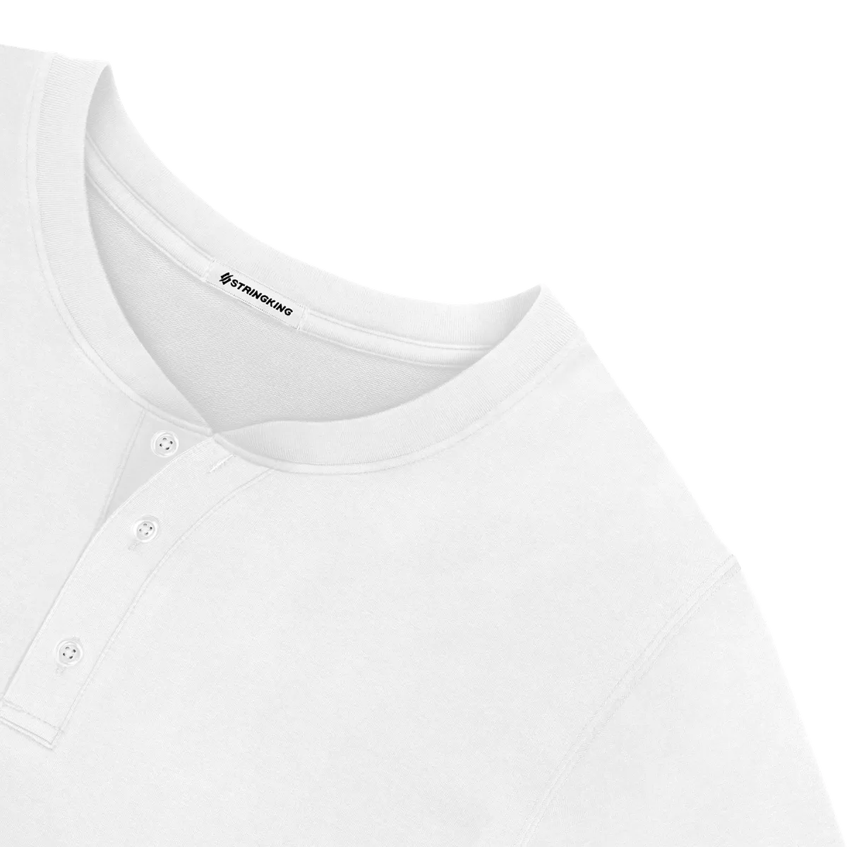 StringKing Men's Pima Terry Henley - Relaxed Fit, White, Detail