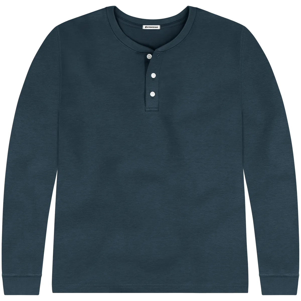 StringKing Men's Pima Cotton Long Sleeve Henley - Relaxed Fit, Navy, Front