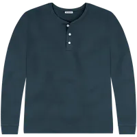 StringKing Men's Pima Cotton Long Sleeve Henley - Relaxed Fit, Navy, Front