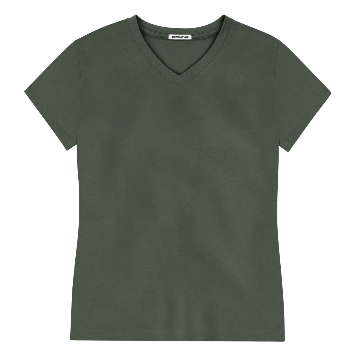 StringKing Women's Pima Jersey V-Neck Tee - Sharp Fit, Moss, Front