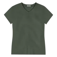 StringKing Women's Pima Jersey V-Neck Tee - Sharp Fit, Moss, Front