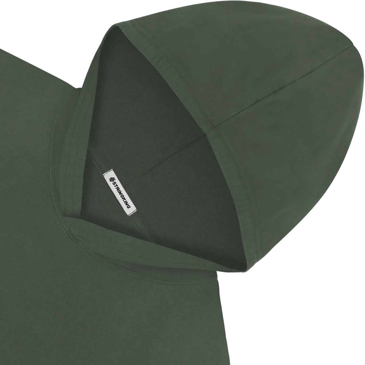 StringKing Men's Pima Terry Hoodie - Sharp Fit, Moss, Detail