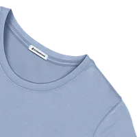 StringKing Women's Pima Cotton Short Sleeve Crewneck T-Shirt - Relaxed Fit, Slate Blue, Detail