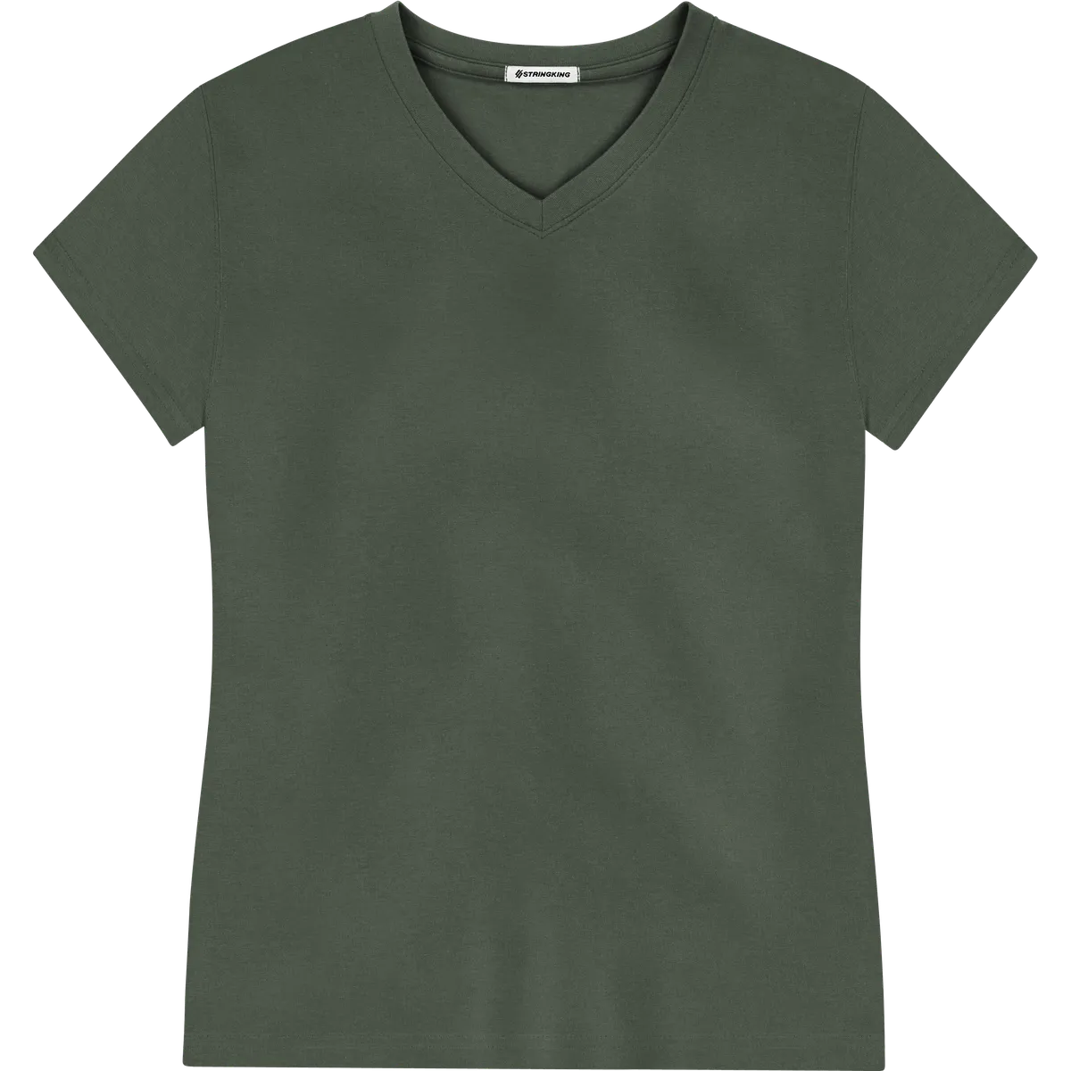 StringKing Women's Pima Jersey V-Neck Tee - Sharp Fit, Moss, Front