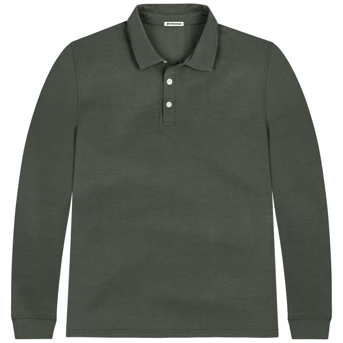 StringKing Men's FlexStyle Long Sleeve Polo - Relaxed Fit, Thyme, Front