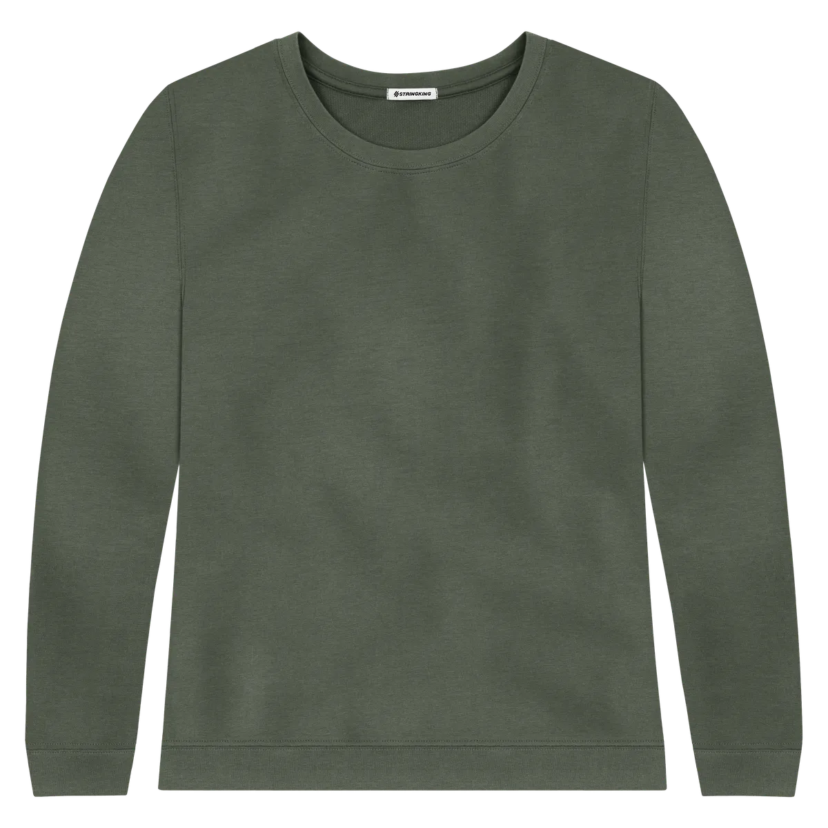 StringKing Women's Pima Cotton Crewneck Sweatshirt - Relaxed Fit, Moss, Front