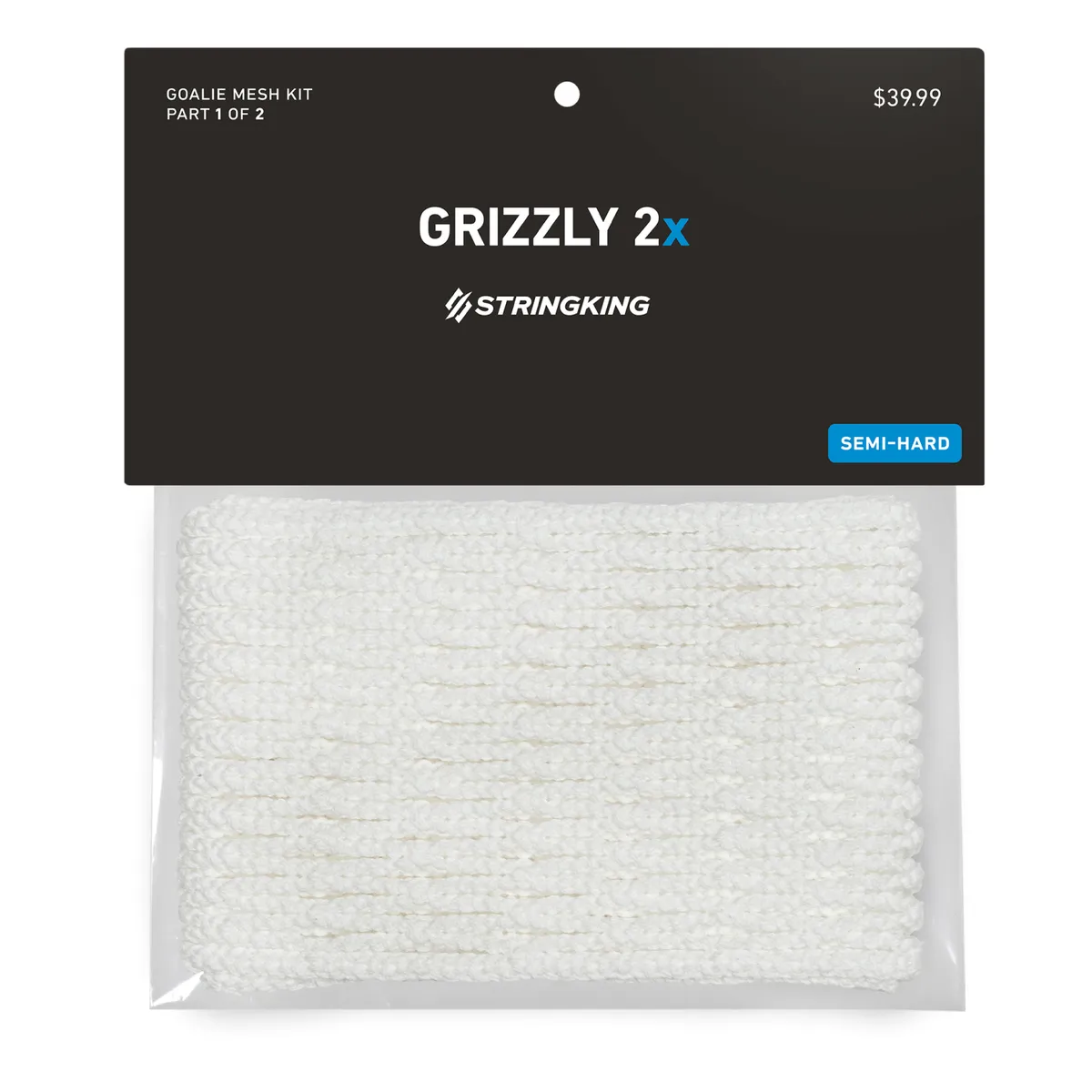 StringKing Grizzly 2x Goalie Lacrosse Mesh White Packaged
