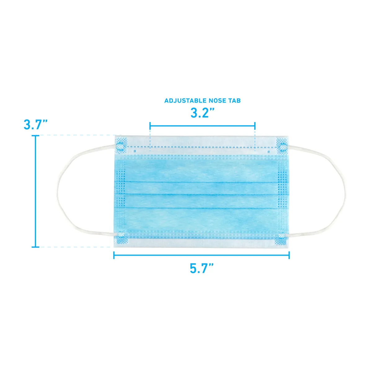 Youth 3-Layer Disposable Kids PPE Face Mask Dimensions