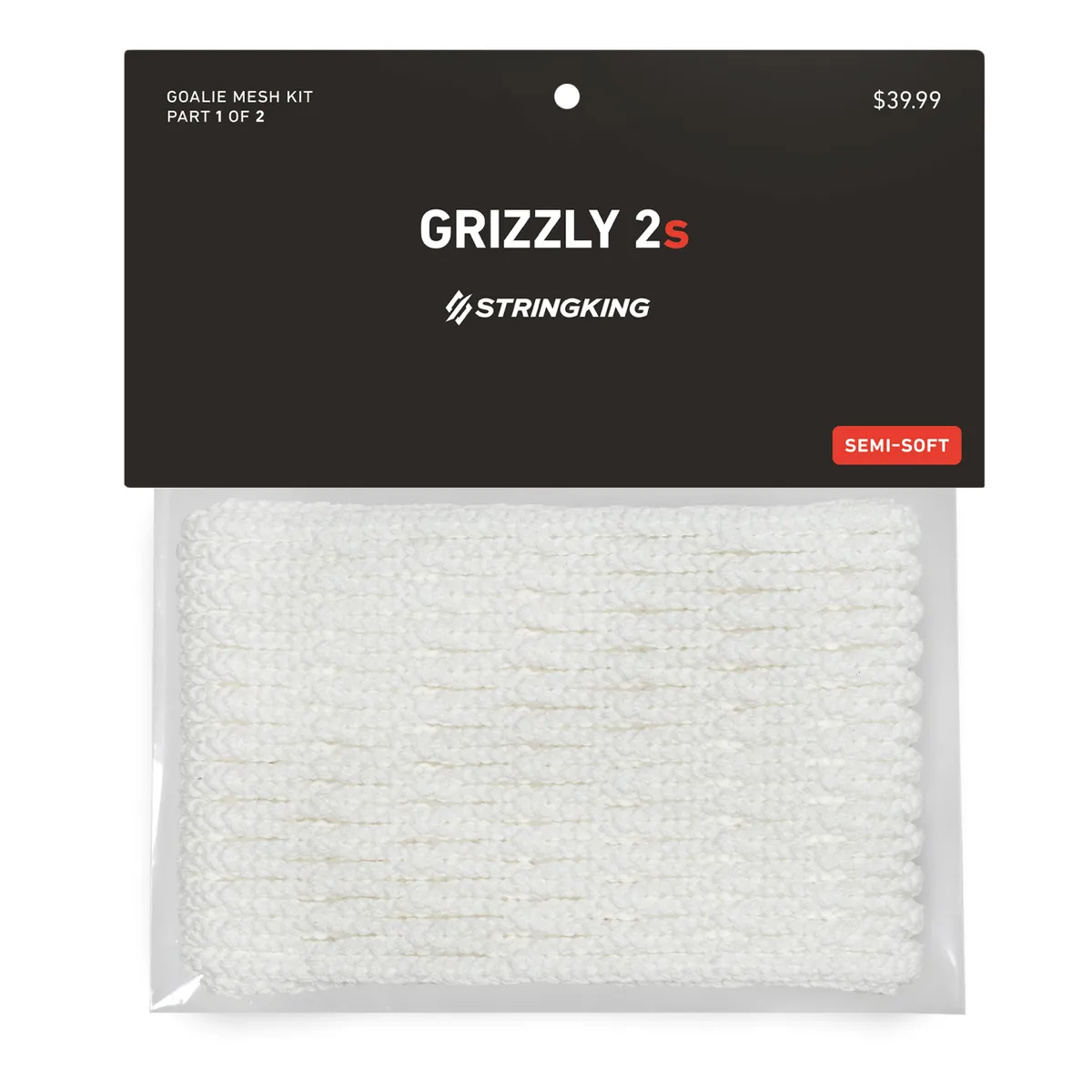 StringKing Grizzly 2s Goalie Lacrosse Mesh White Packaged
