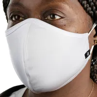 Washable Cloth Face Mask Adjustable White Medium Female Wearing