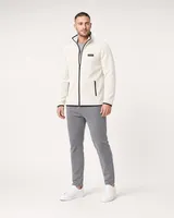StringKing Men's Polartec Fleece Full Zip with Pockets - Sharp Fit, Jet Stream, Full Front Angle - Human Model