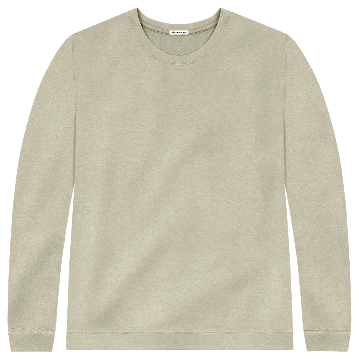 StringKing Men's Pima Cotton Crewneck Sweatshirt - Relaxed Fit, Khaki Green, Front