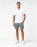StringKing Men's Pima Terry Polo - Relaxed Fit, White, Full Front - Human Model