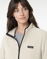 StringKing Women's Polartec Fleece Full Zip with Pockets - Relaxed Fit, Jet Stream, Collar Shoulder - Human Model