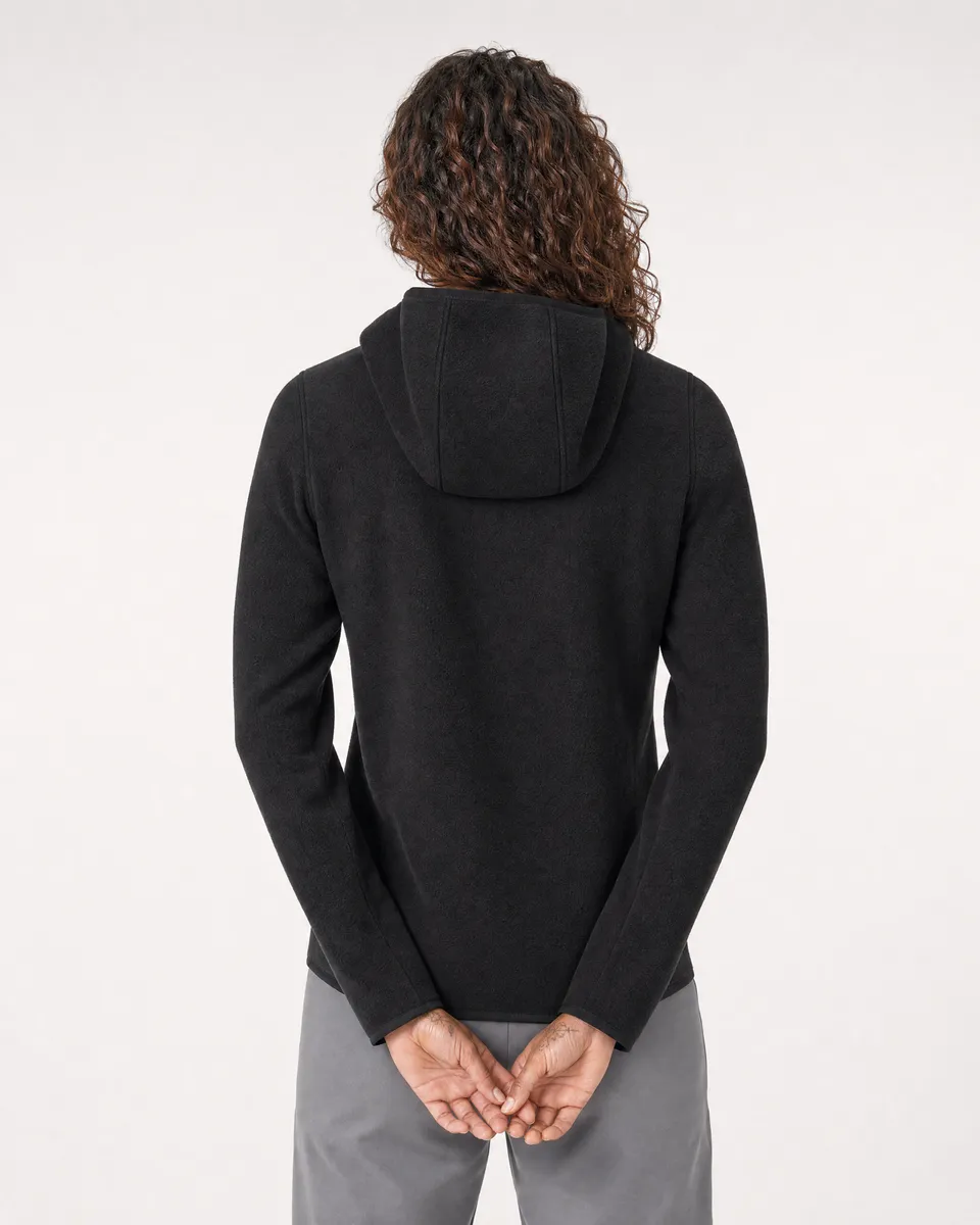 StringKing Women's Polartec Fleece Full Zip Hoodie with Pockets - Relaxed Fit, Meteorite, Full Back - Human Model - Top of head to Mid-thigh