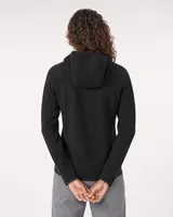 StringKing Women's Polartec Fleece Full Zip Hoodie with Pockets - Relaxed Fit, Meteorite, Full Back - Human Model - Top of head to Mid-thigh