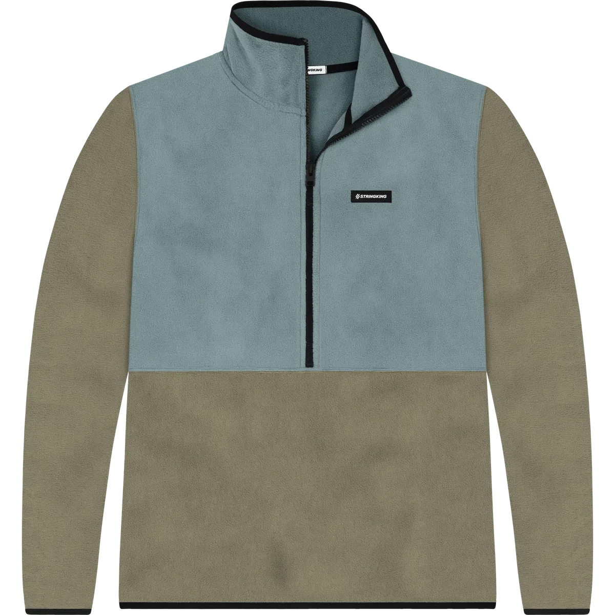 StringKing Men's Polartec Half Zip - Relaxed Fit, Slate Top, Mermaid Bottom, Mermaid Sleeves, Black Trim, Front