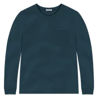 StringKing Men's Pima Jersey Long Sleeve Pocket Tee - Sharp Fit, Navy, Front