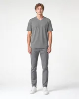 StringKing Men's Pima Terry V-Neck Tee - Relaxed Fit, Frost Gray, Full Front - Human Model