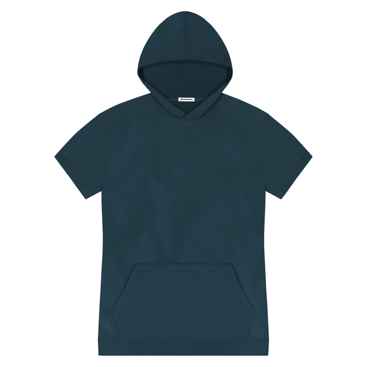 StringKing Men's Pima Terry Short Sleeve Hoodie - Sharp Fit, Navy, Front