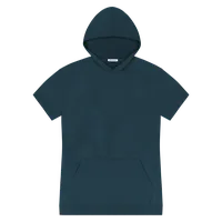 StringKing Men's Pima Terry Short Sleeve Hoodie - Sharp Fit, Navy, Front